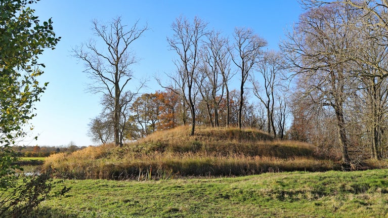 The spiral mound in the Water Garden at Lyveden, Northamptonshire